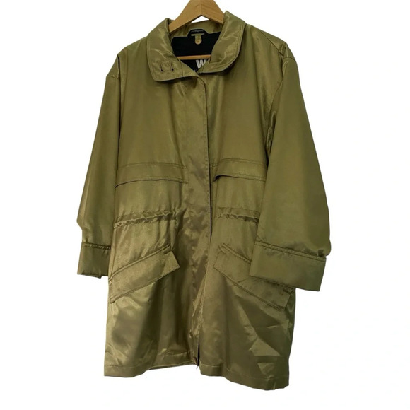 Sanyo Weather Wear by Carol Cohen Anorak Jacket Small Metallic Green - Picture 2 of 9